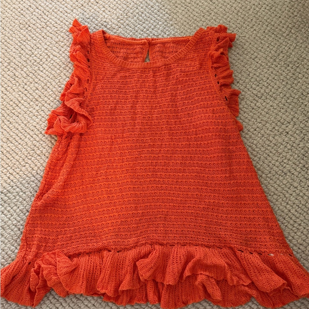 Orange Ruffle Knit Top - Picture 1 of 2